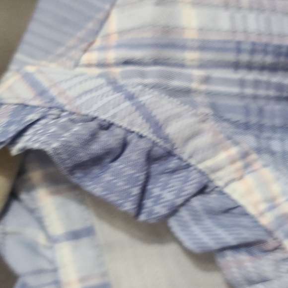 NWT Intro Womens Blouse Blue/White Plaid Pleated V-neck Sz XL - Picture 3 of 11